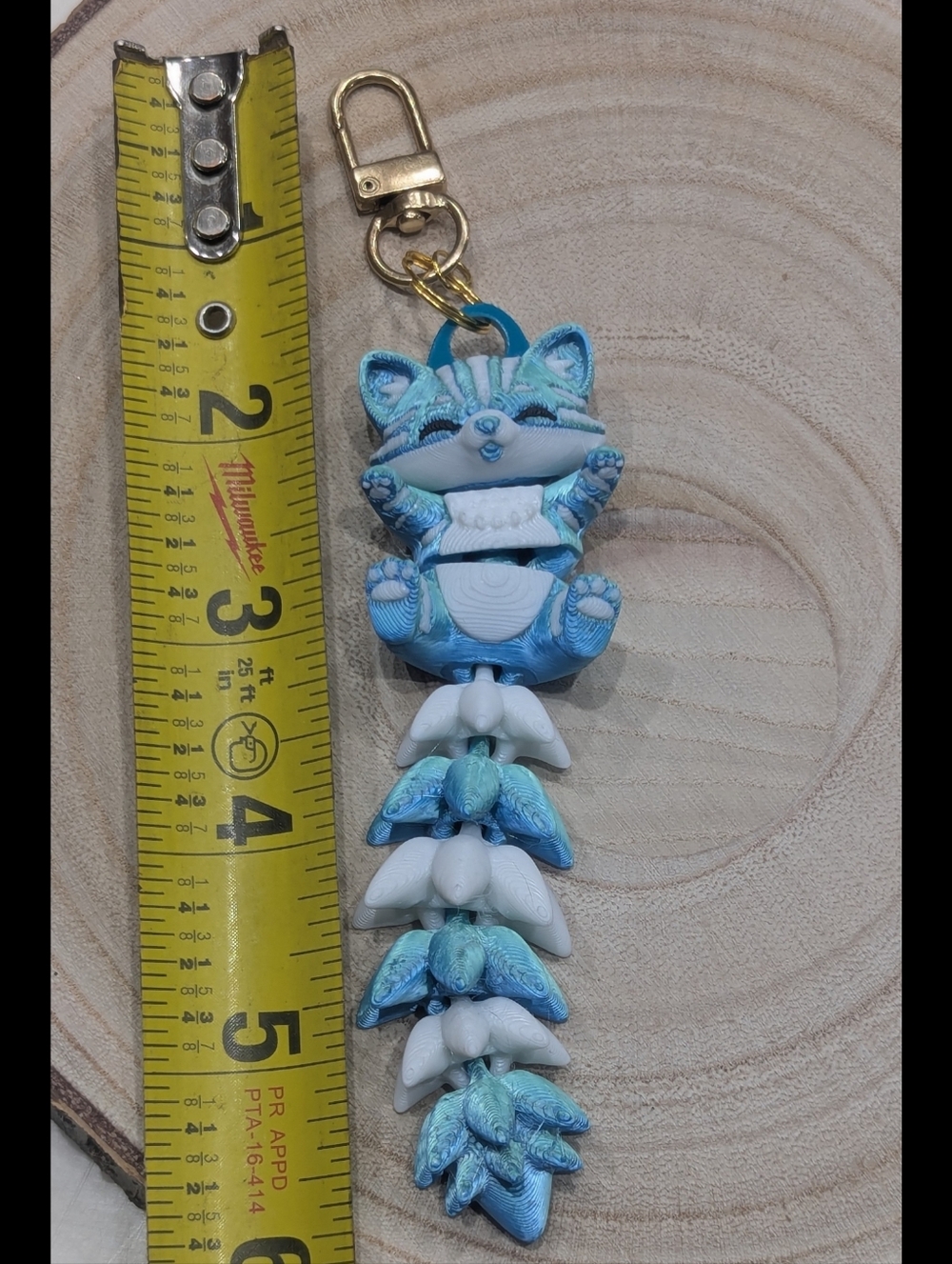 Fluffy Cat Fidget Keychain | 3D Printed Articulated Kitty Phone Backpack Charm - Picture 7 of 7